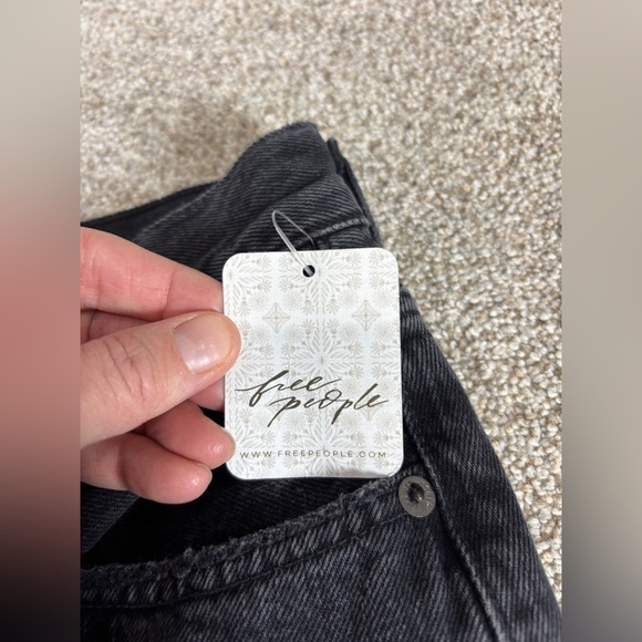 NWT! AGOLDE Free People Criss Cross Straight Jeans in Shambles 26 Black Acid - Picture 9 of 13